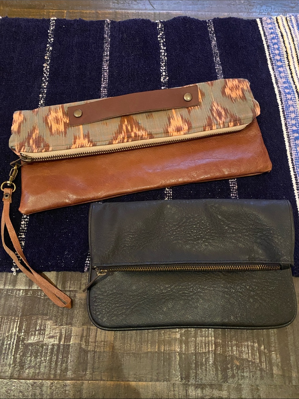 Grace Boho Ikat & Leather Clutch + FREE Smashbox Cosmetic Bag Bundle